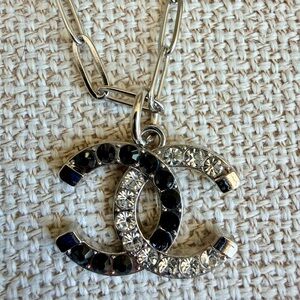 Upcycled Black and Silver Crystal Necklace